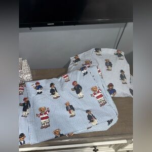 Vintage Ralph Lauren polo teddy bear Twin size sheet set flat and fitted only